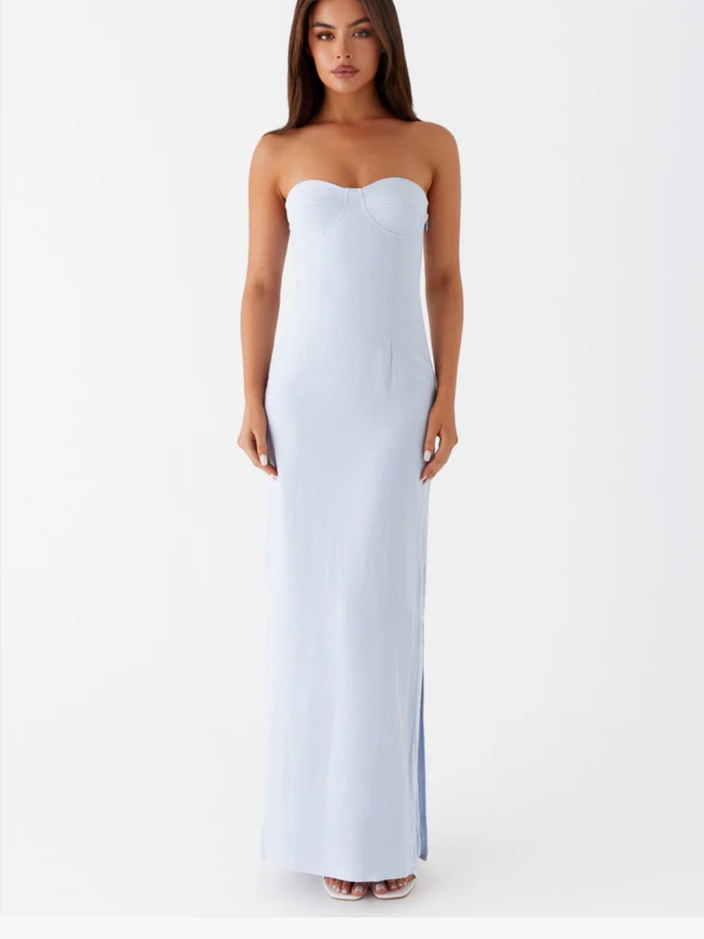 Peppermayo Strapless Pale Blue Maxi Dress